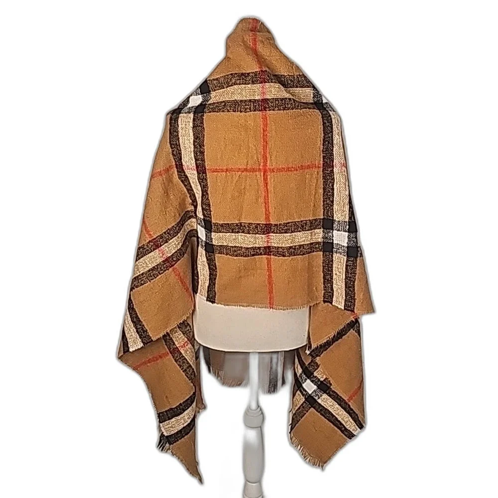 Wrap Soft Plaid Tan Red Black White